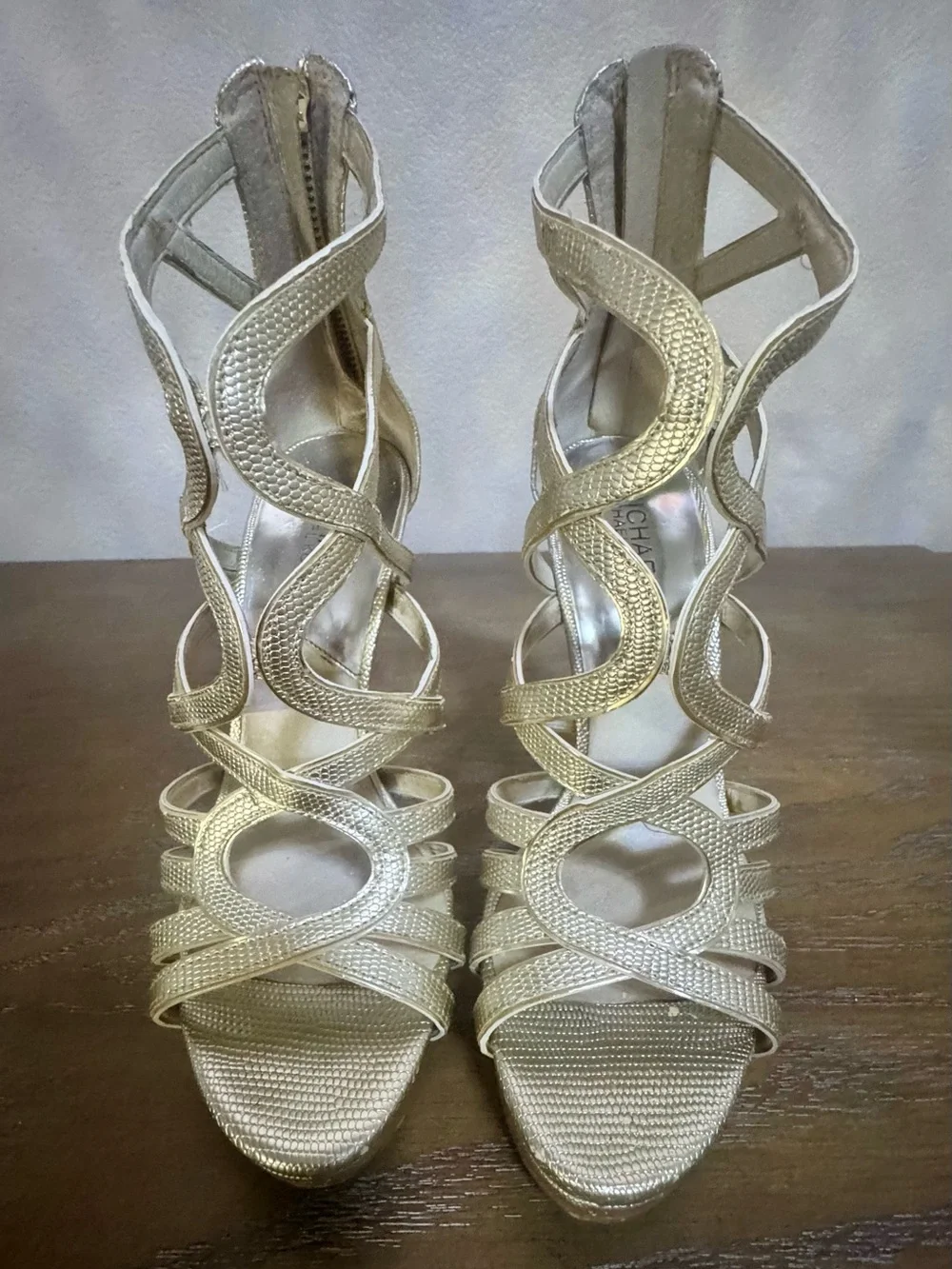 Michael Kors Strappy Metallic Gold High Heel Sandals for Women
